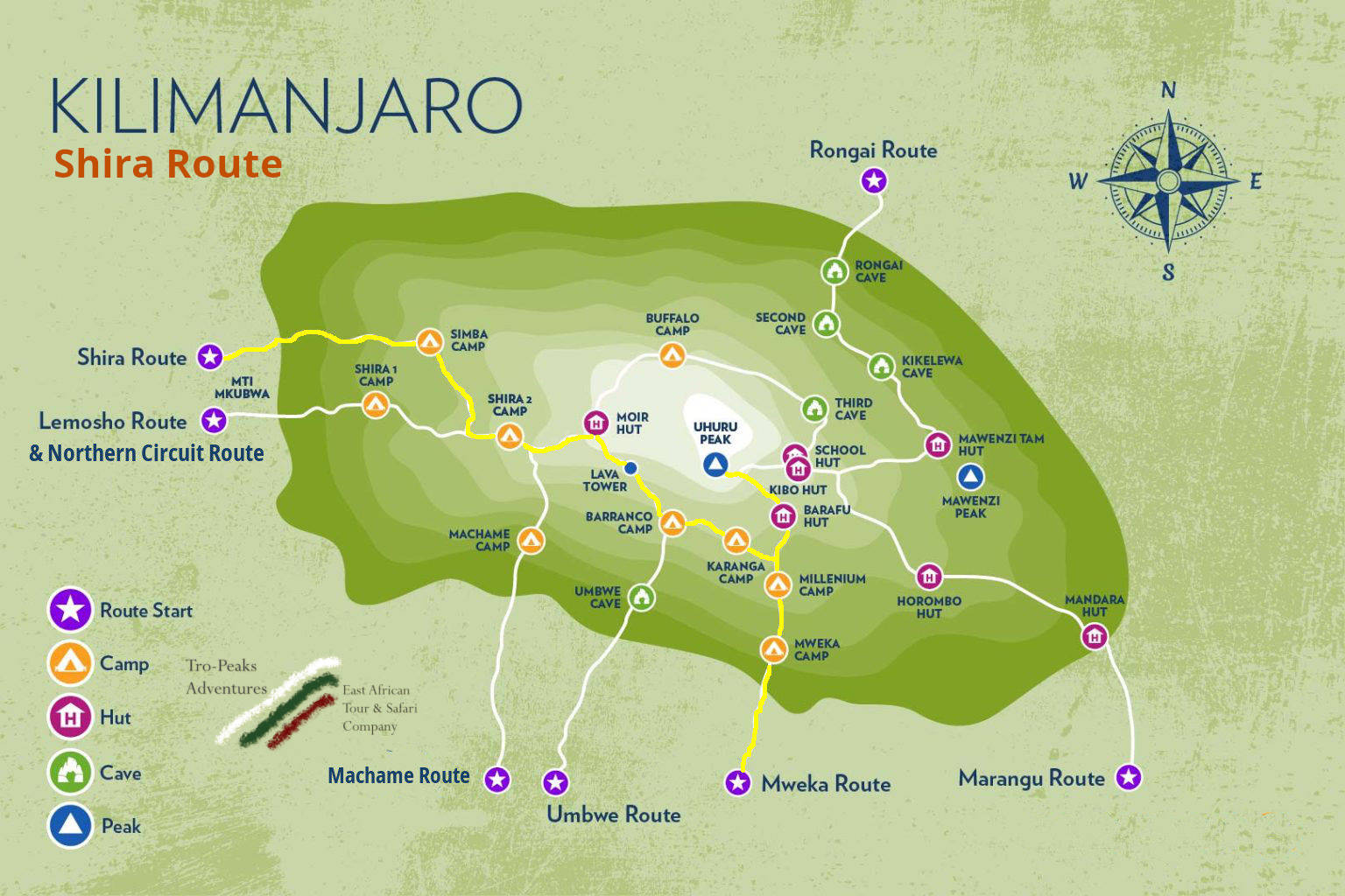 Tro-Peaks Shira Route Map
